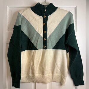 Easy Clothes Green And Ecru Neve Sweater nwt
